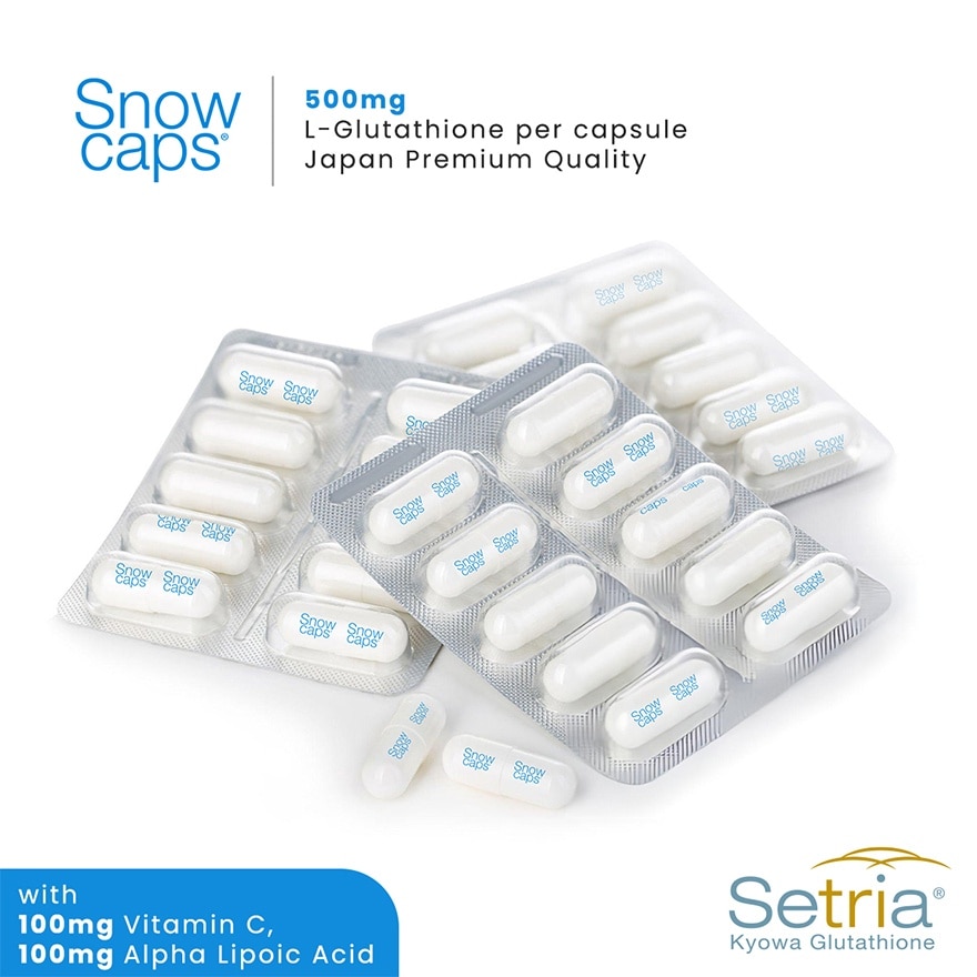 SNOW CAPS L-Glutathione 500mg with Free 10s and Snow Soap