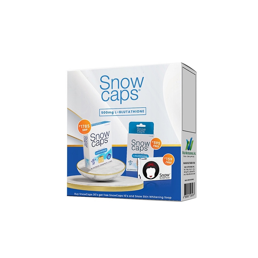 SNOW CAPS L-Glutathione 500mg with Free 10s and Snow Soap