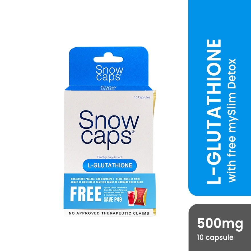 SNOW CAPS L-Glutathione 10s with Free Myslim Detox Yerba Mate Drink