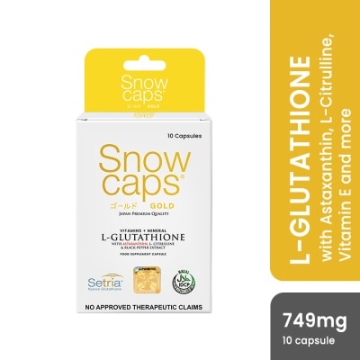 snow caps l glutathione SNOW, SNOW CAPS Gold L-Glutathione Trial Pack 749mg 10s