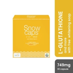 SNOW CAPS Gold L-Glutathione 749mg 30s with Free Snow Skin Whitening Soap