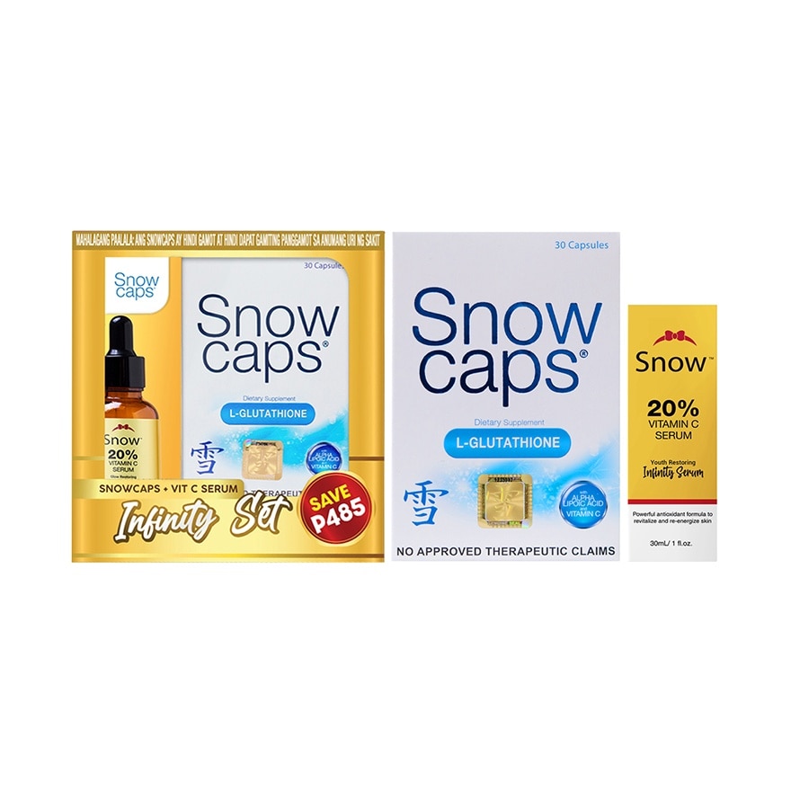 SNOW CAPS Premium  L-Glutathione 500mg with Free Vitamin C  Serum Save 485