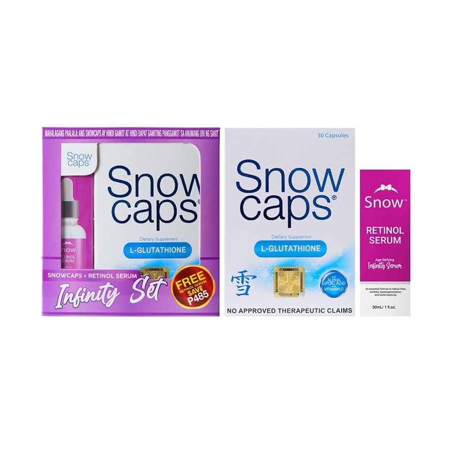 SNOW CAPS Premium L-Glutathione 500mg with Free Retinol Serum Save 485