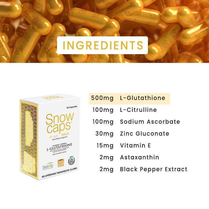SNOW CAPS Gold L-Glutathione 749mg Sold Per Piece