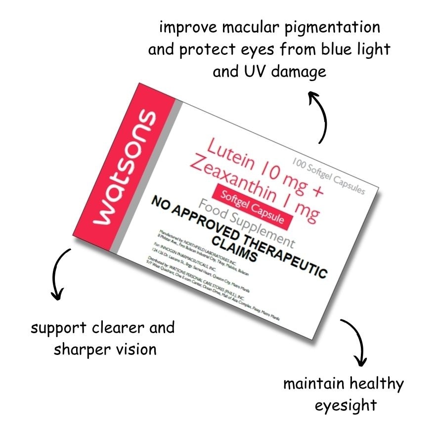 WATSONS GENERICS WATSONS GENERICS Lutein 10mg Plus Zeaxanthin 1mg Softgel Capsule Sold Per Piece
