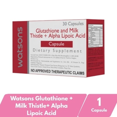 WATSONS GENERICS, Watsons Glutathione and Milk Thistle + Alpha Lipoic Acid  Capsules
