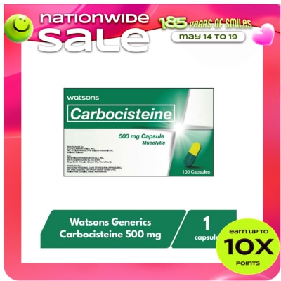 WATSONS GENERICS - WATSONS GENERICS Carbocisteine 500mg Capsule Sold Per Piece