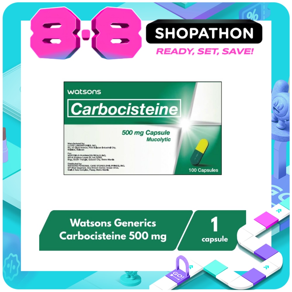 WATSONS GENERICS Carbocisteine 500mg Capsule Sold Per Piece image