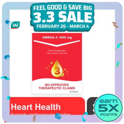 WATSONS GENERICS WATSONS GENERICS WATSONS GENERICS Omega 3 Softgel Capsule 1400mg Sold Per Piece