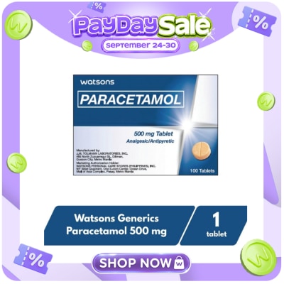 WATSONS GENERICS WATSONS GENERICS Paracetamol 500 mg 1 Tablet (Sold per Piece) image