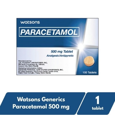 WATSONS GENERICS - WATSONS GENERICS Paracetamol 500 mg 1 Tablet (Sold per Piece)