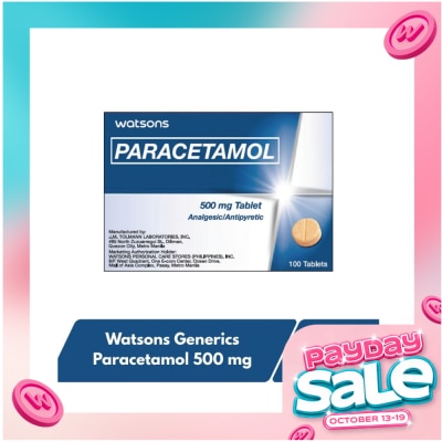 WATSONS GENERICS WATSONS GENERICS Paracetamol 500 mg 1 Tablet (Sold per Piece) image
