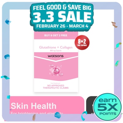 WATSONS GENERICS WATSONS Glutathione + Collagen 800mg 8 + 2 Capsules