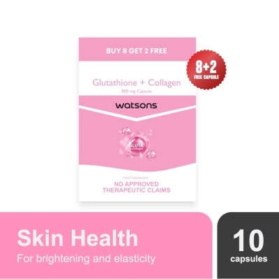 WATSONS GENERICS WATSONS Glutathione + Collagen 800mg 8 + 2 Capsules
