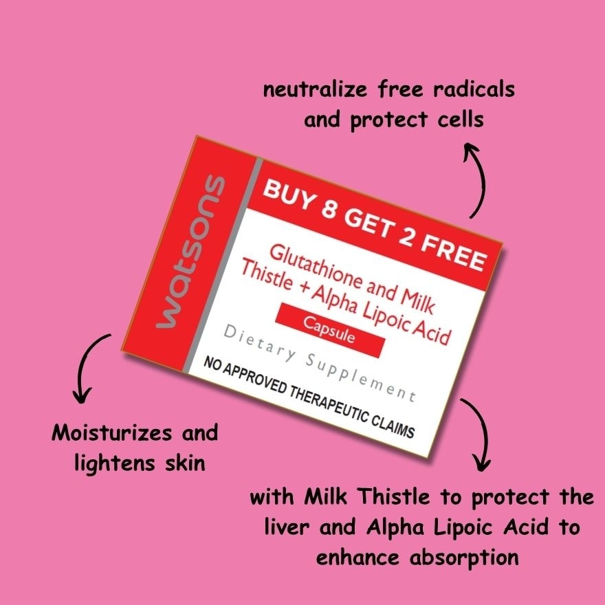 WATSONS Glutathione and Milk Thistle + Alpha Lipoic Acid 8 + 2 Capsules (Expiry: March 25, 2027)