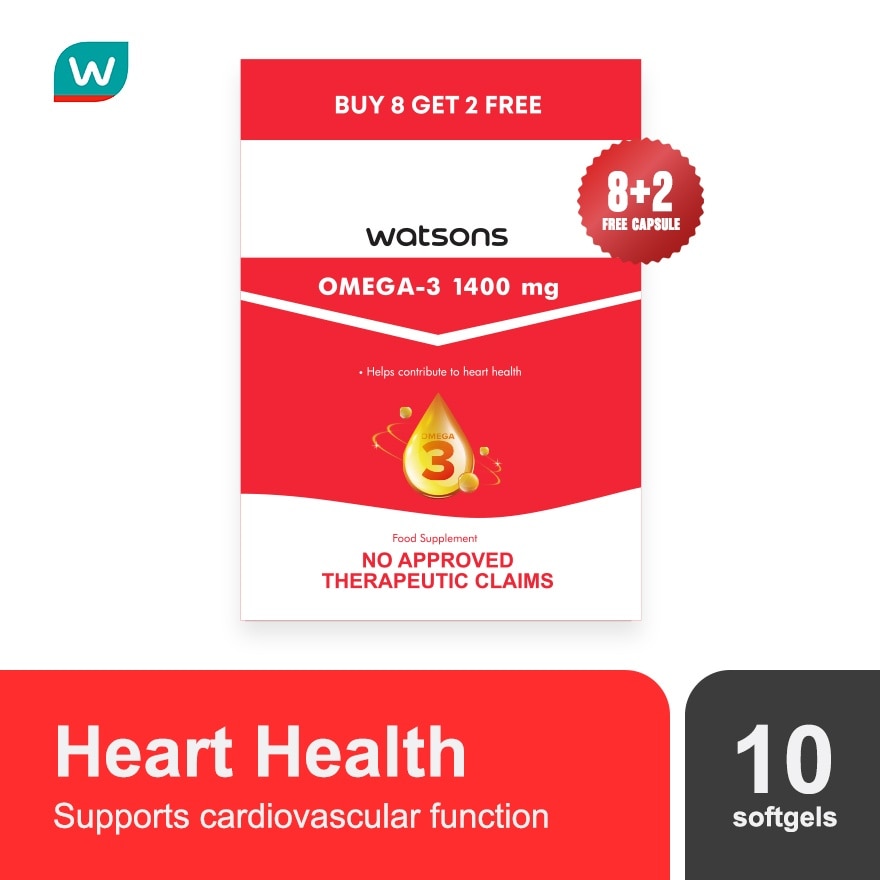 WATSONS Omega 3 Softgel Capsule 1400mg 8+2 Capsules
