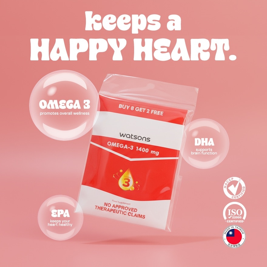 WATSONS Omega 3 Softgel Capsule 1400mg 8+2 Capsules