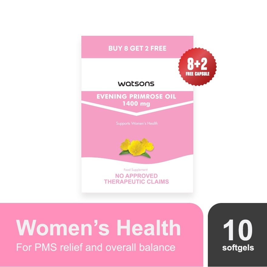 WATSONS Evening Primrose Oil Softgel 1400mg 8+2 Capsules