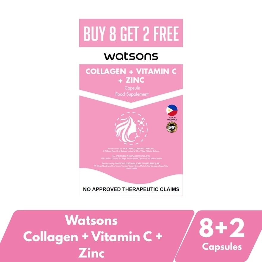WATSONS Collagen + Vitamin C + Zinc 8+2 Capsules