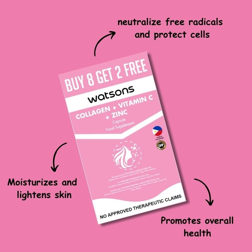 WATSONS Collagen + Vitamin C + Zinc 8+2 Capsules