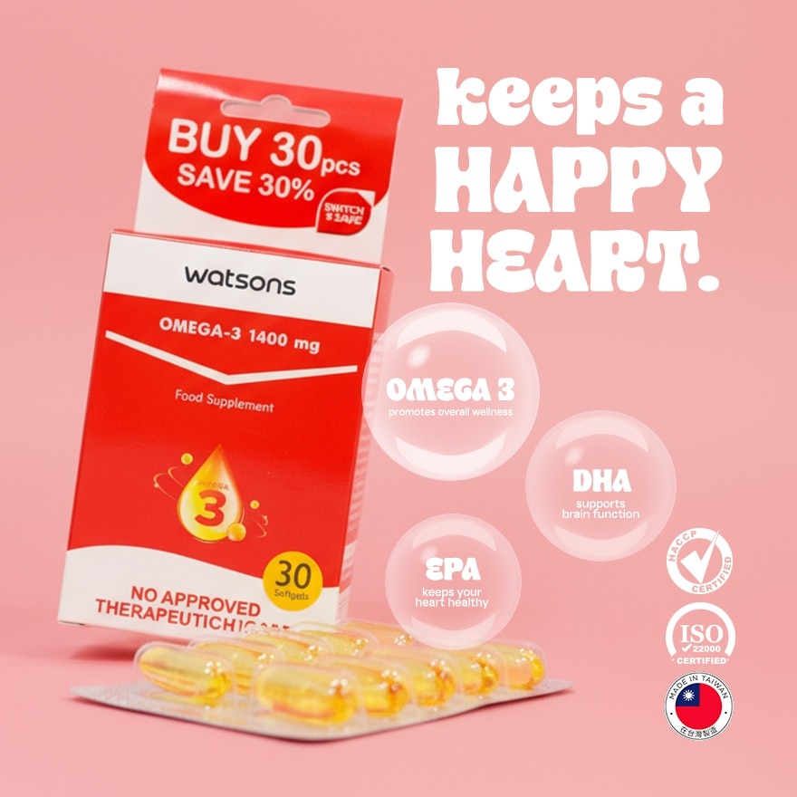 WATSONS GENERICS Omega-3 Oil Softgel Capsule 1400mg 30s Pack
