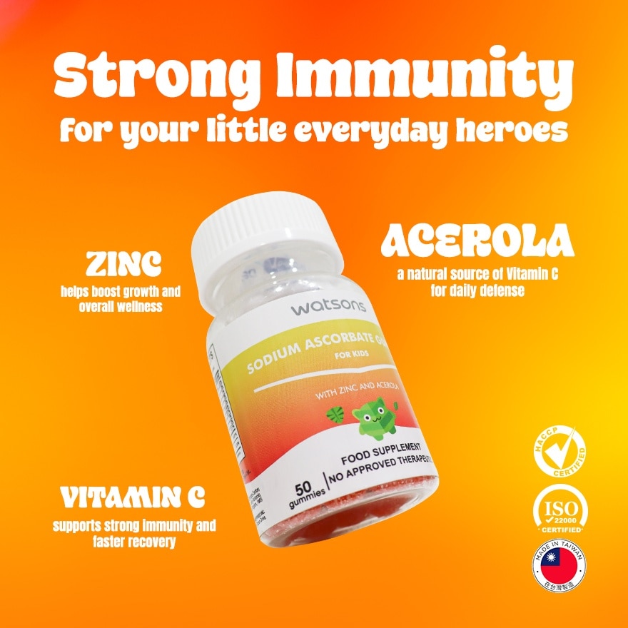 WATSONS GENERICS Sodium Ascorbate Gummies with Zinc and Acerola for Kids (Expiry: Dec 13, 2025)