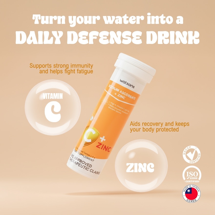 Sodium Ascorbate + Zinc 1000g/35mg 1 Effervescent Tablet
