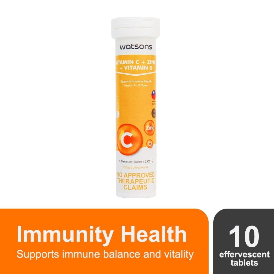 Vitamin C + Zinc + Vitamin D 2500mg per Effervescent Tablet