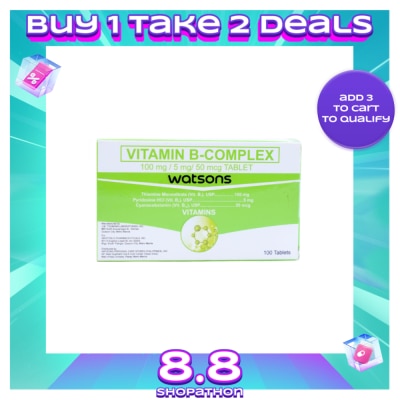 WATSONS GENERICS Vitamin B-Complex 100 mg/5mg/50mcg Tablet (Sold per Piece)