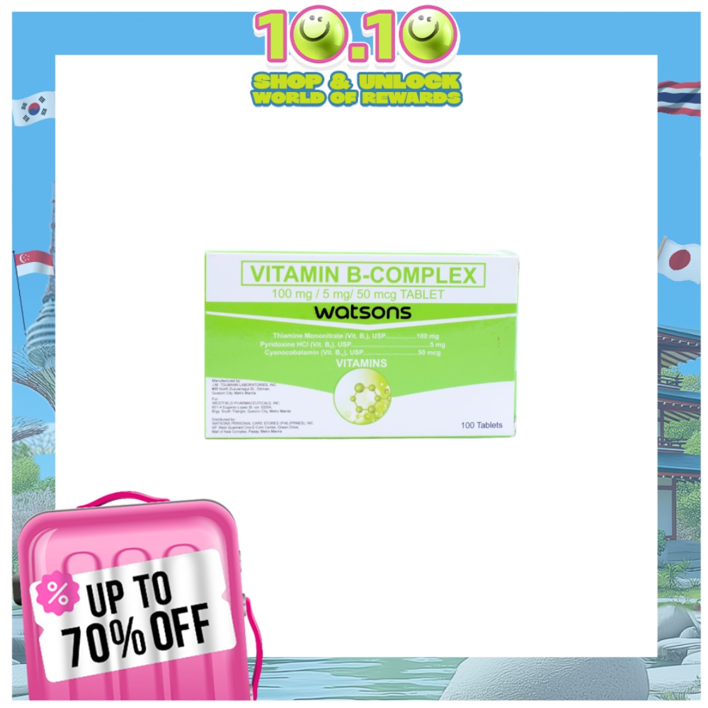 Vitamin B-Complex 100 mg/5mg/50mcg Tablet (Sold per Piece)