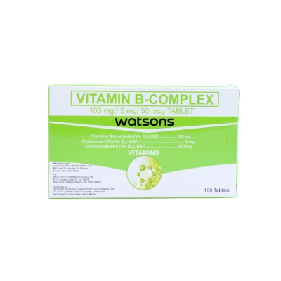 WATSONS GENERICS Vitamin B-Complex 100 mg/5mg/50mcg Tablet (Sold per Piece)
