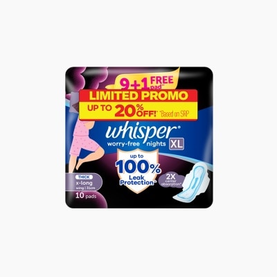 WHISPER WHISPER Worry Free Nights Extra Long with Wings 10s